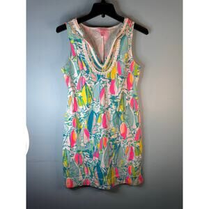 Lilly Pulitzer Harper Shift Dress in the Beach and Bae sailboat print XS